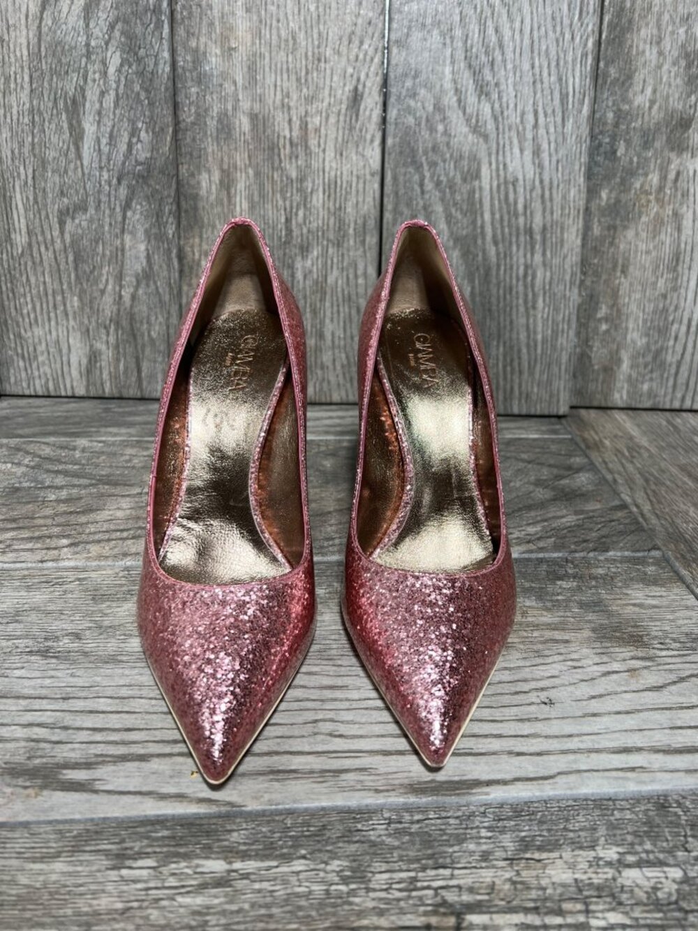 GIAMBA Paris Galactica Patent Rosa High Heels Pink Glitter Pumps Designer EUR 40 - Picture 2 of 7